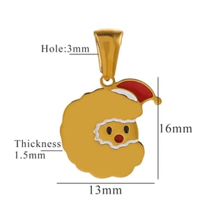 1 Stück klassischer süßer Weihnachts-Cartoon-Anhänger in C-Form aus Titanstahl, 18 Karat vergoldet, Unisex h5 